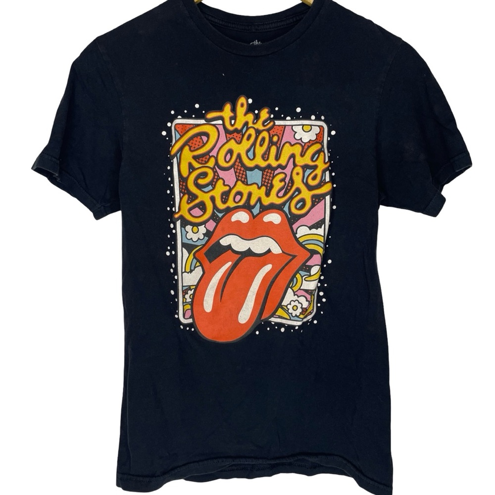 THE ROLLING STONES BLACK SHORT SLEEVE T SHIRT MENS SMALL 063T